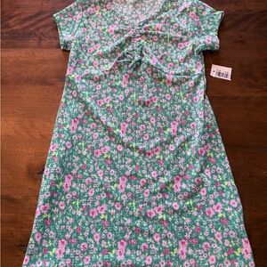 Floral Green Kids Casual Dress
